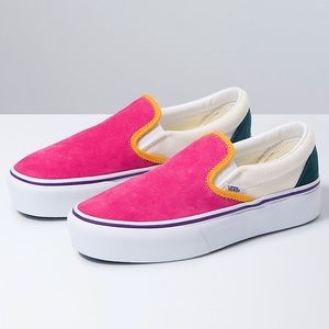 NWOT Vans Classic Slip-On Platform Color Block Sneaker MULTI - SIZE 7.5